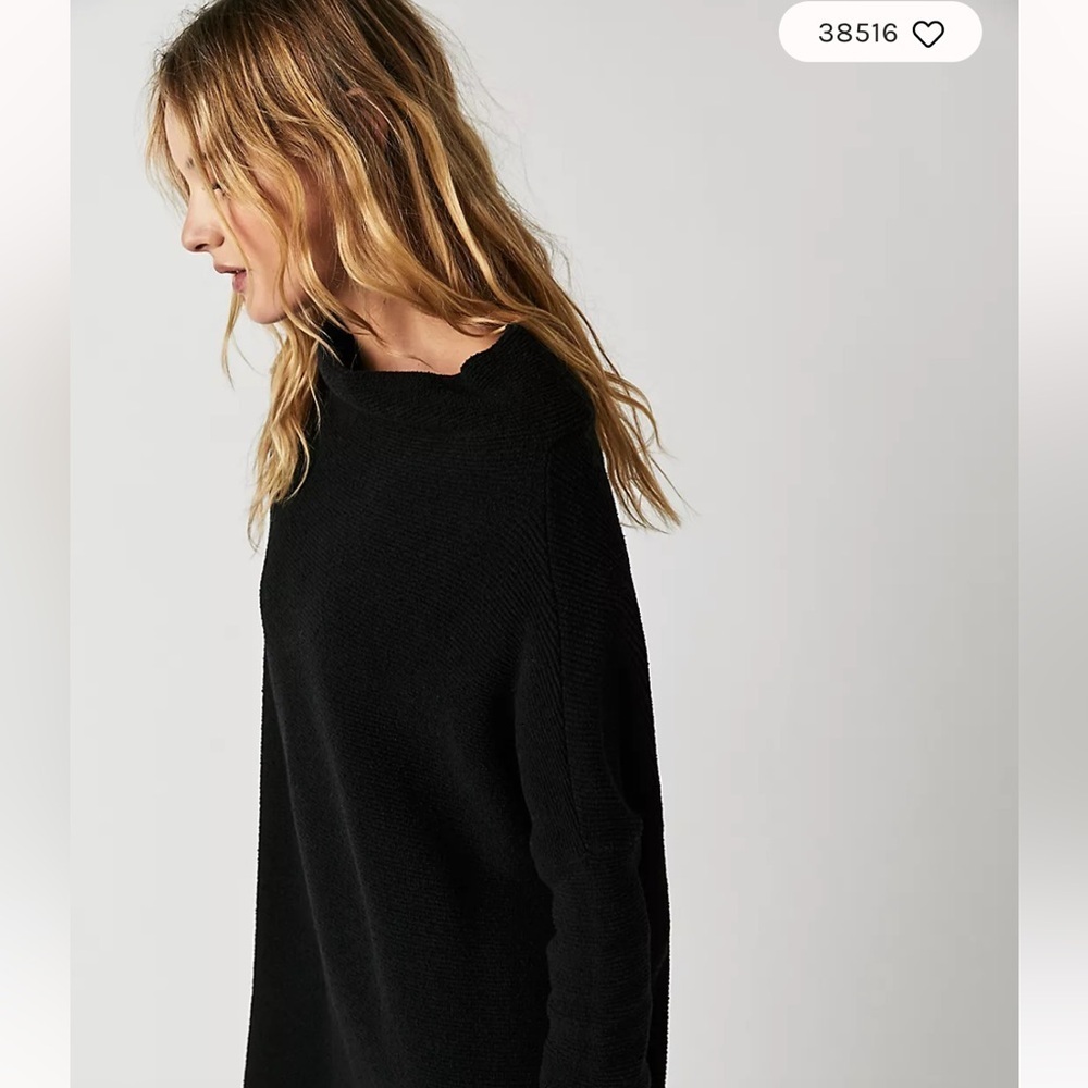Free People Ottoman Slouchy Tunic Sweater |XS BLACK